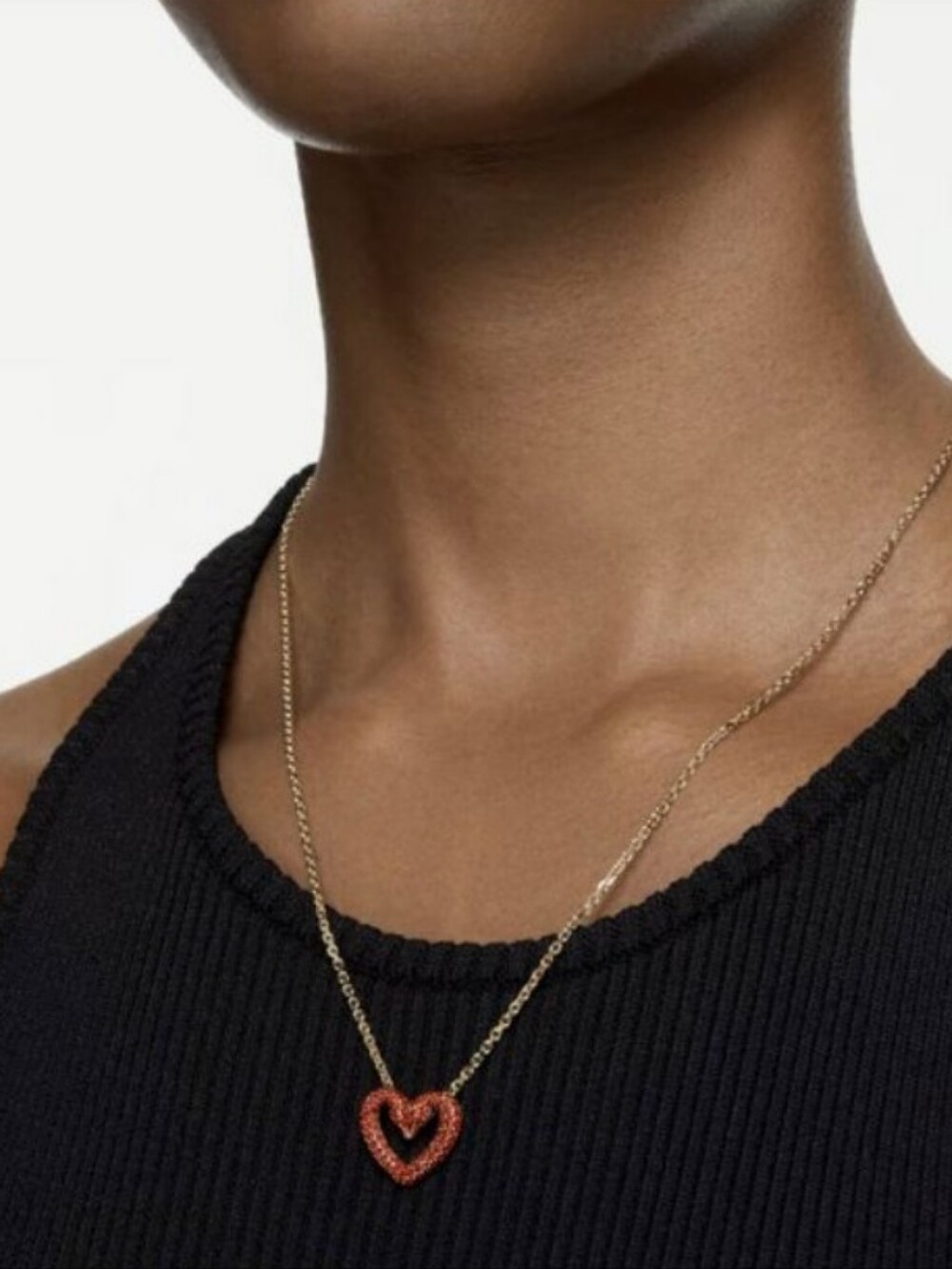 Swarovski Red Heart Una Pendant, Gold-Tone Plated- Excellent Condition